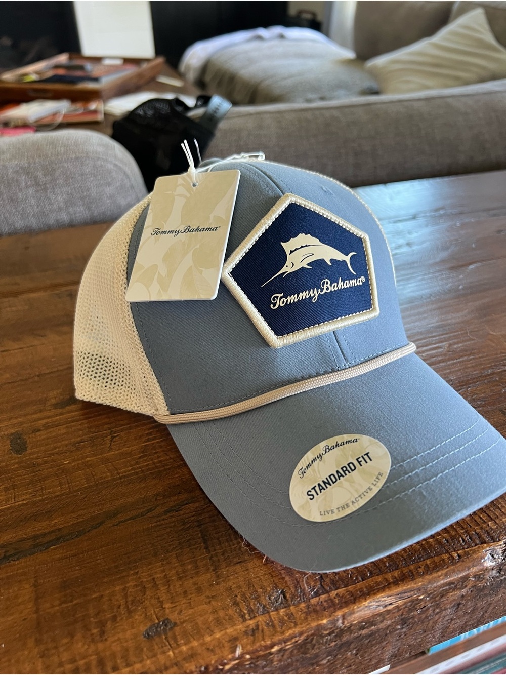 Tommy Bahama Cream & White Mesh Trucker Hat